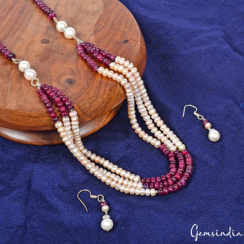Ruby Necklace, Untreated, Red — 4mm to 9mm, Madagascar