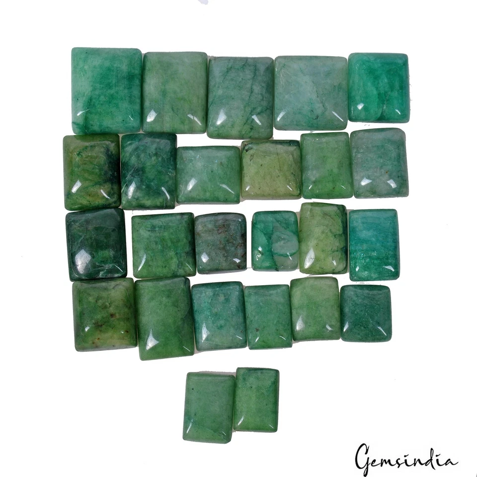 Brazilian Emerald Lot, Cabochon, Color Enhanced, Green — 25 Pieces, 14mm to 19mm, 372 Ct, Brazil