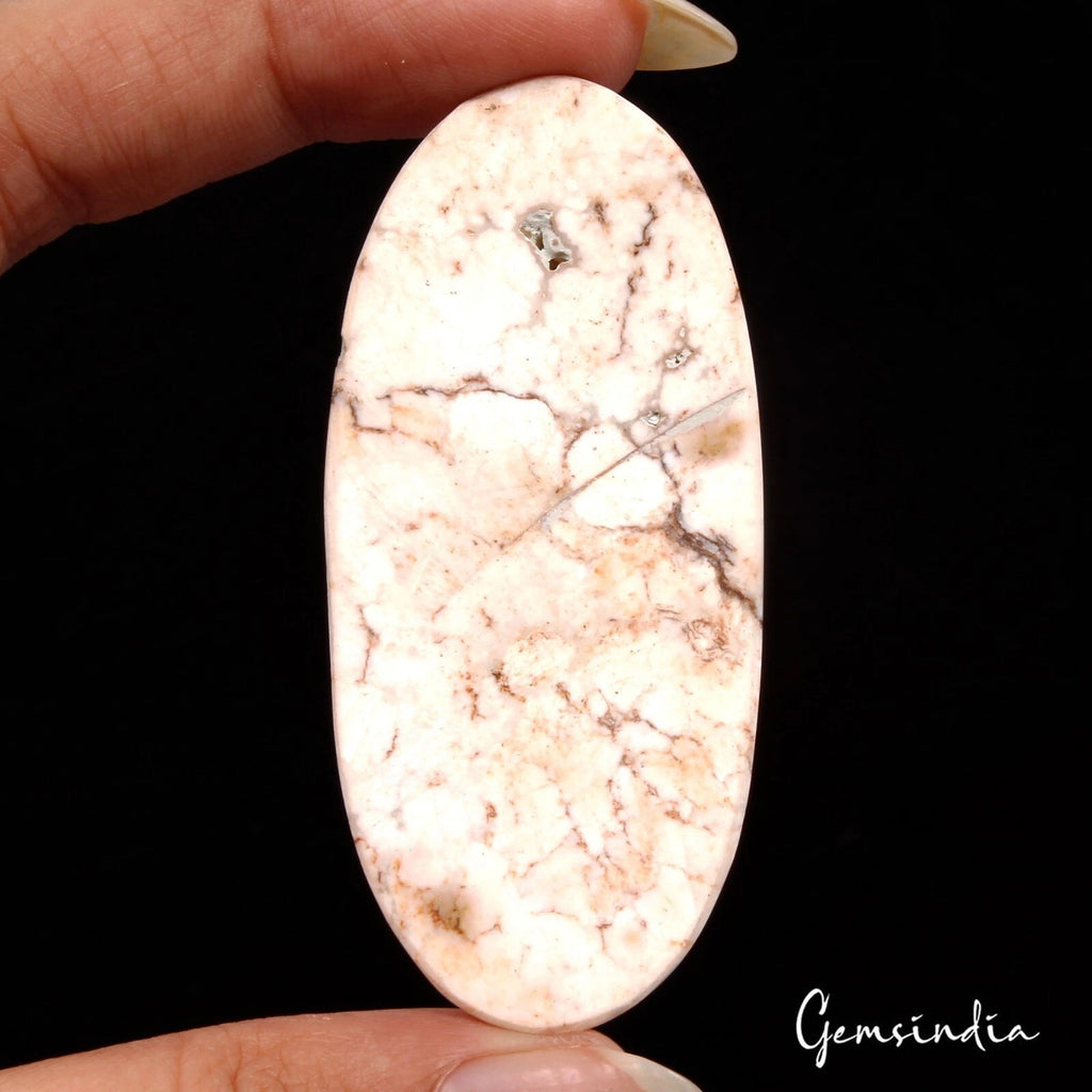 Turquoise Cabochon, Untreated, White — 62 x 29 x 5mm, 88.25 Ct