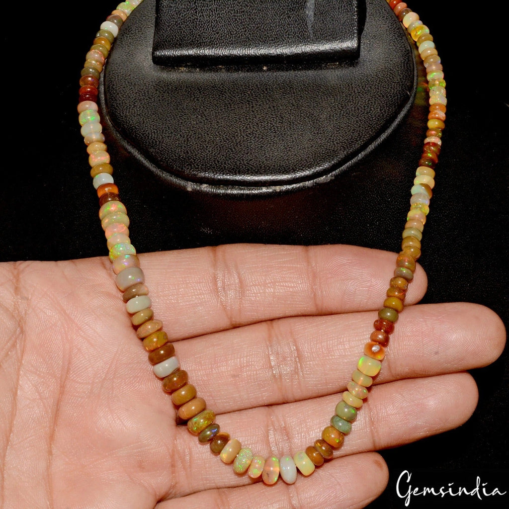 56.50 Cts Natural Untreated Ethiopian Welo Fire Opal Round Beads Gems 14" Strand