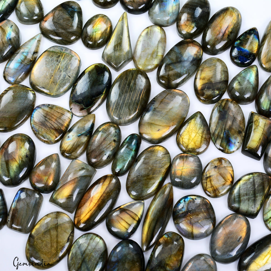 1800 Cts/71 Pcs Natural Untreated Multi Shine Labradorite Mix Cab Loose Gems Lot