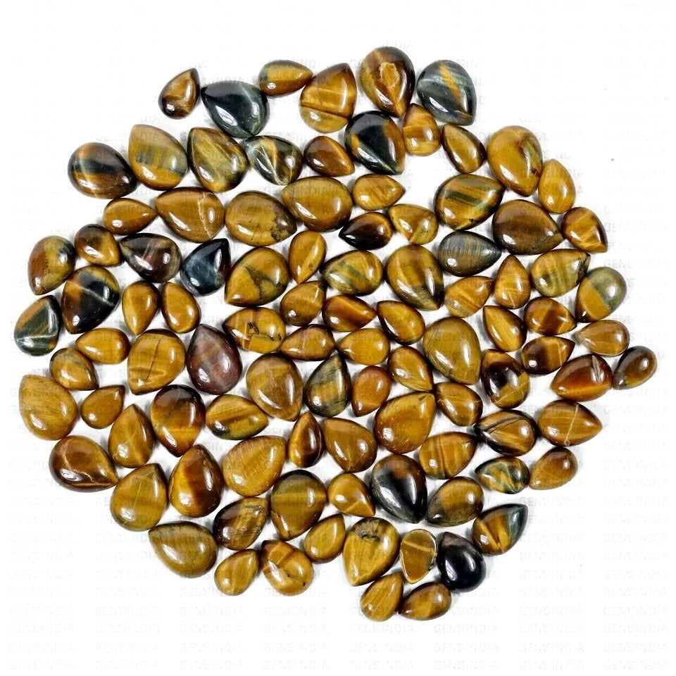 550 Ct Natural Brown Yellow Tiger Eye Pear Cab Loose Gemstone For Making Jewelry