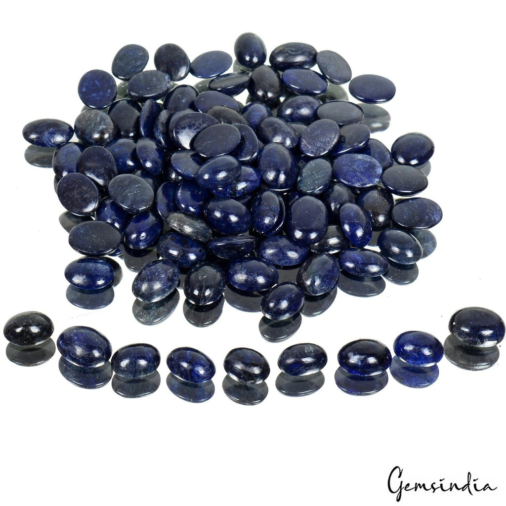 320 Cts/100 Pcs Natural Dark Blue Sapphire Oval Cab Loose Gems For Jewelry