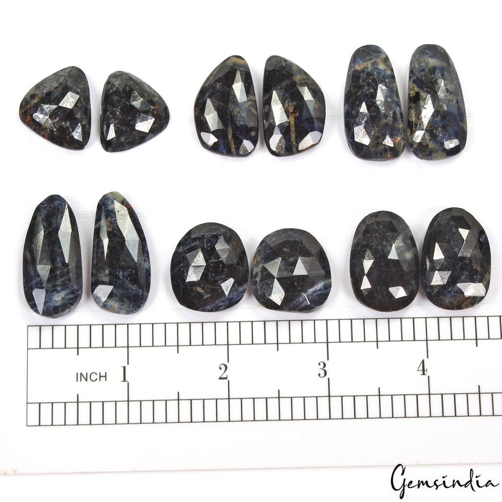 Certified 320 Ct/12 Pcs Natural Black Sapphire Rose Checker Cut 6 Pairs Gems Lot