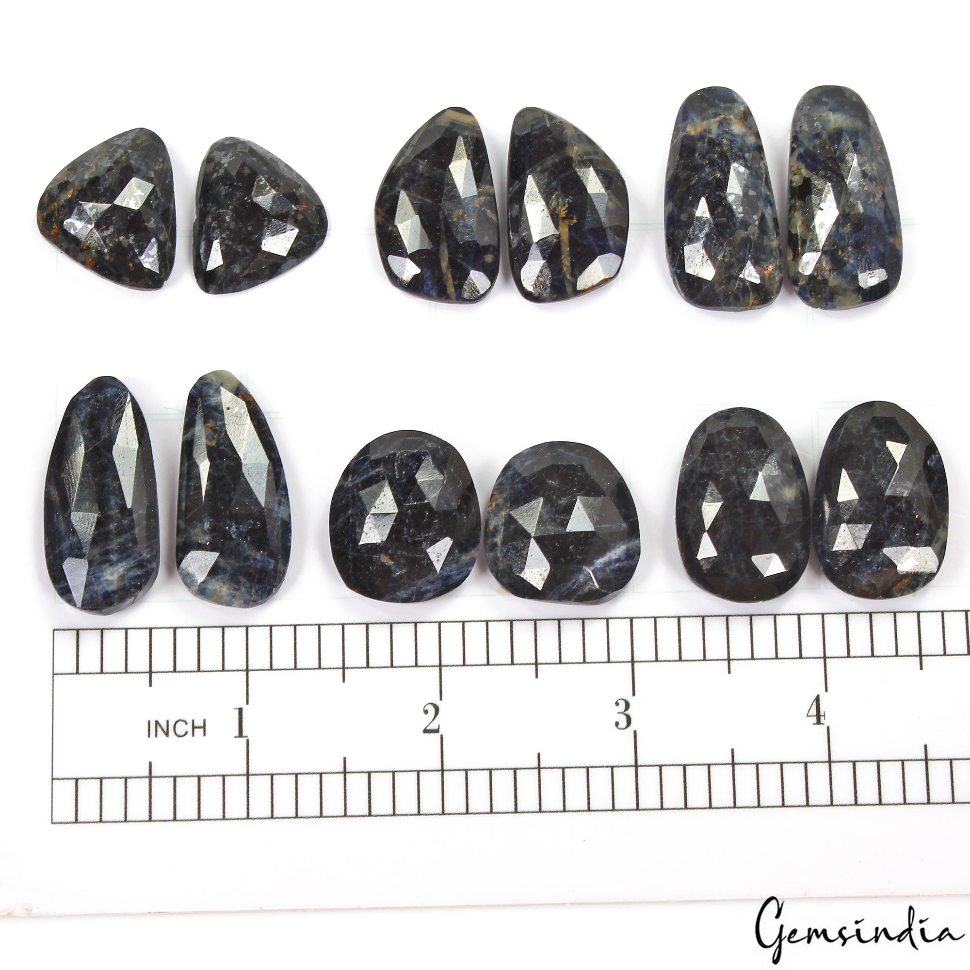 Certified 320 Ct/12 Pcs Natural Black Sapphire Rose Checker Cut 6 Pairs Gems Lot