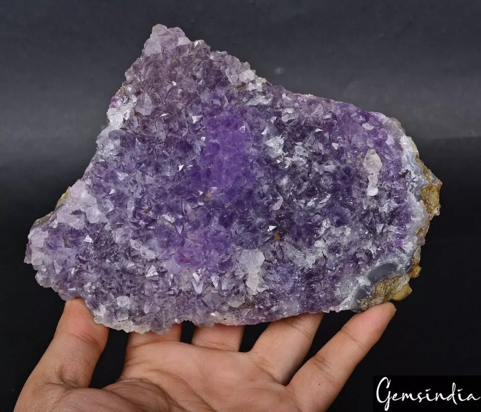 Amethyst Crystal Cluster, Untreated — 6.75x5x2.2 Inch, 980 g (4900 Ct), Uruguay