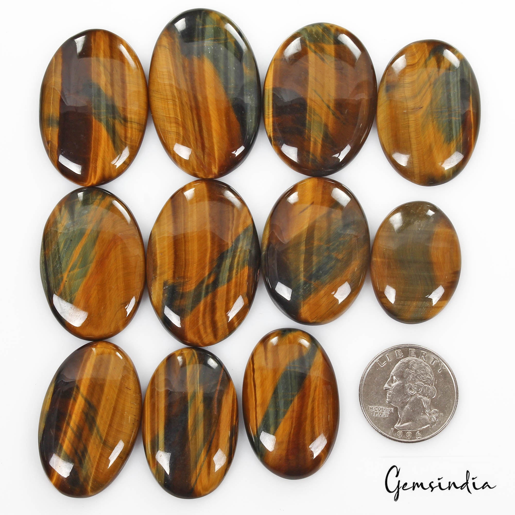 570 Cts/11 Pcs Natural Untreated Brown Blue Pietersite Tiger Eye Oval Loose Gems