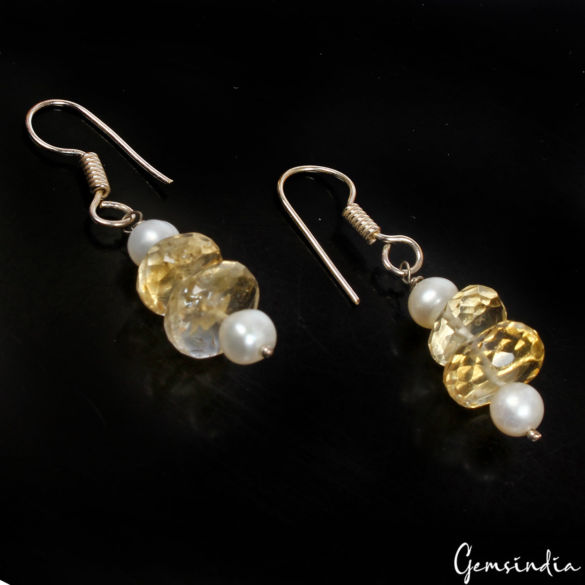 Citrine Earrings, Yellow — 5mm, 28.00 Ct, Brazil