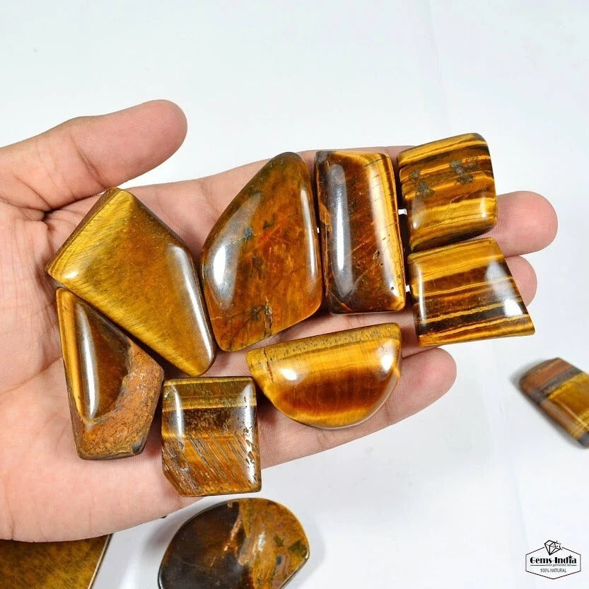1500 Cts Natural Brown Tiger Eye Loose Assorted Cabochon 26-47mm Gemstones Lot