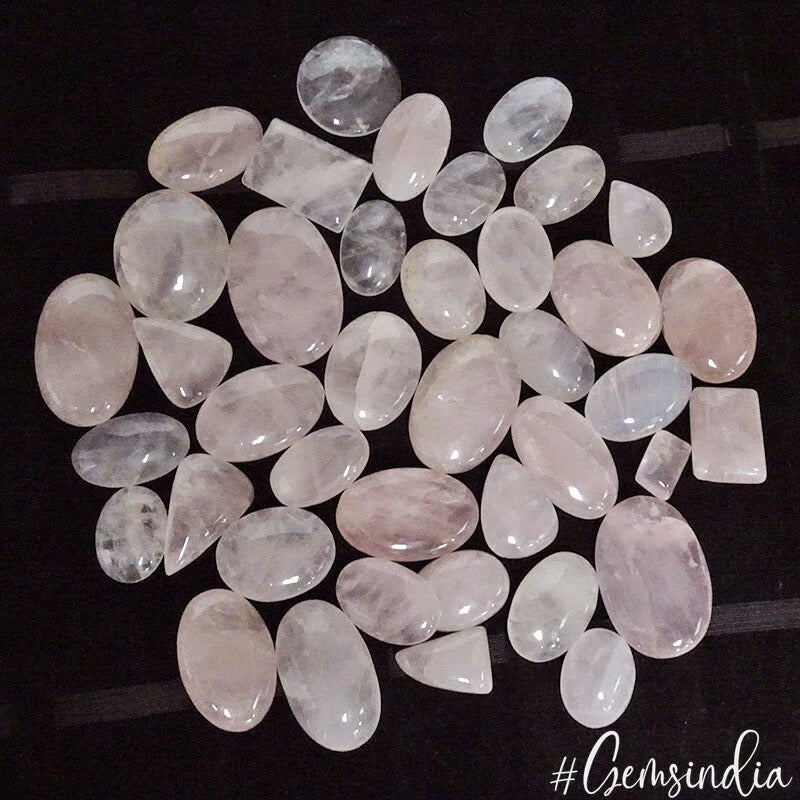 1630 Ct/40 Pcs Natural Untreated Pink Rose Quartz Mix Cab Loose Gems For Jewelry