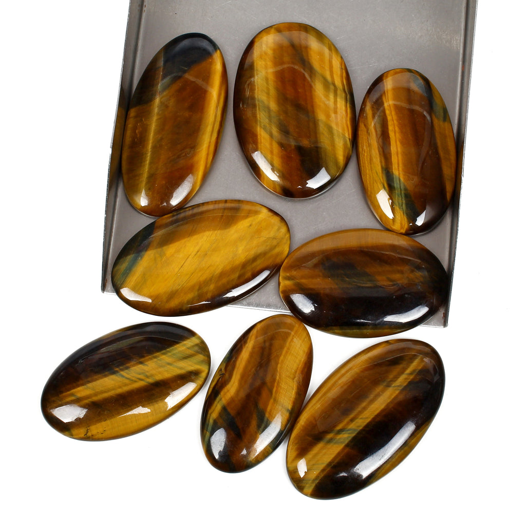 500 Cts/8 Pcs Natural Untreated Yellow Blue Pietersite Tiger Eye Oval Cab Gems