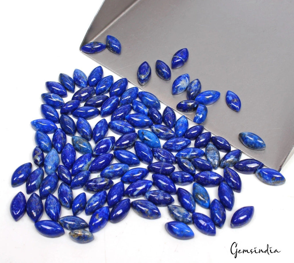 139.80 Cts/100 Pcs Natural Blue Lapis Lazuli Marquise Cab Loose Gems For Jewelry