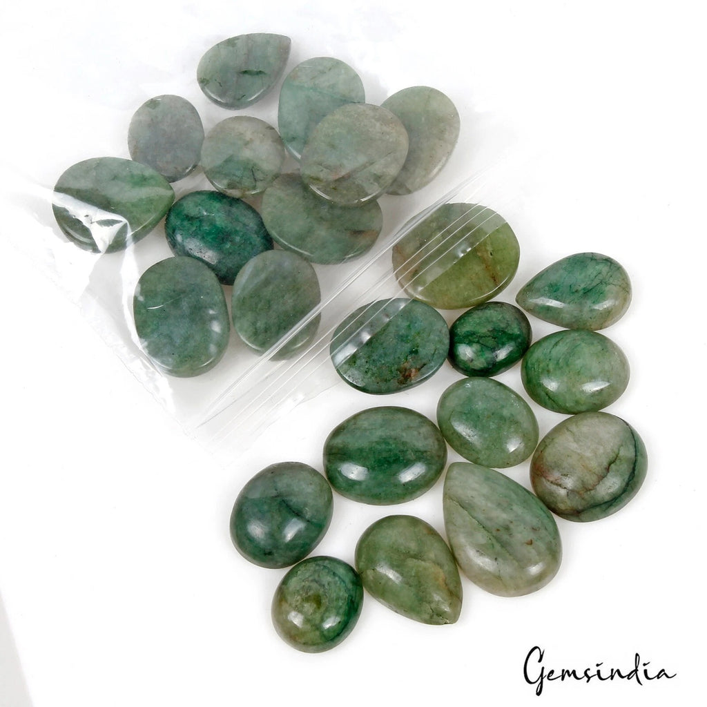 Brazilian Emerald Lot, Cabochon, Color Enhanced, Green — 23 Pieces, 14mm to 24mm, 330 Ct, Brazil