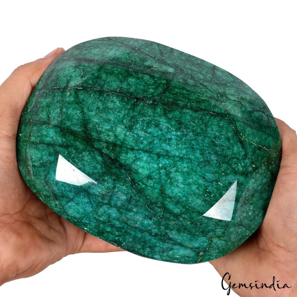 Large 3.6 Kilo Natural Green Emerald Oval Cut Collectors' Grade Brazil Gemstone