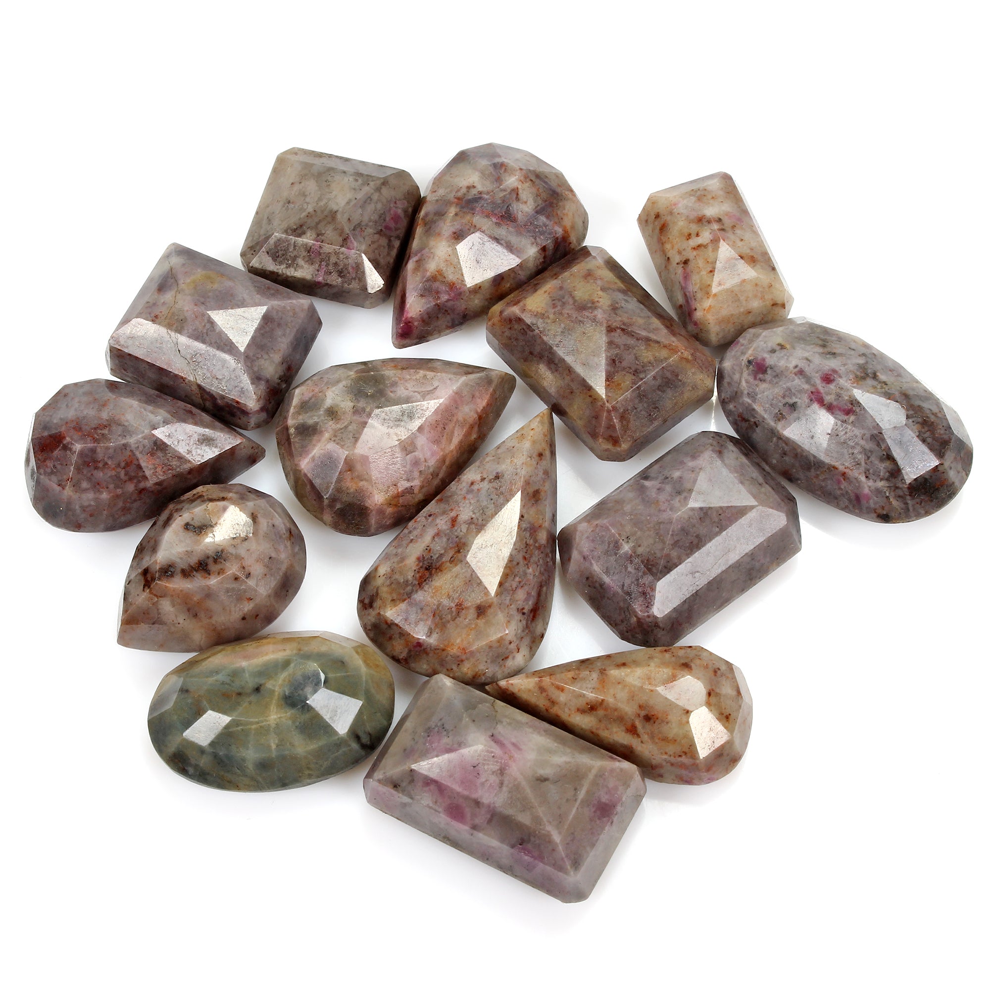 1200 Ct/14 Pc Natural Untreated Ruby in Crystal Matrix Mix Cut Wholesale Gem Lot