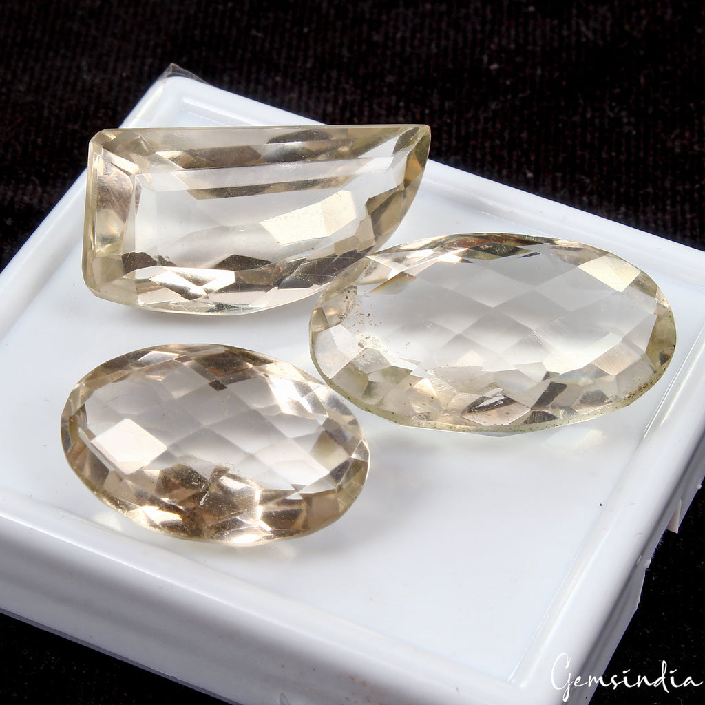 3 Pcs Natural Smoky Quartz 25-31mm Mix Cut Loose Untreated Gemstones 122.60 Cts