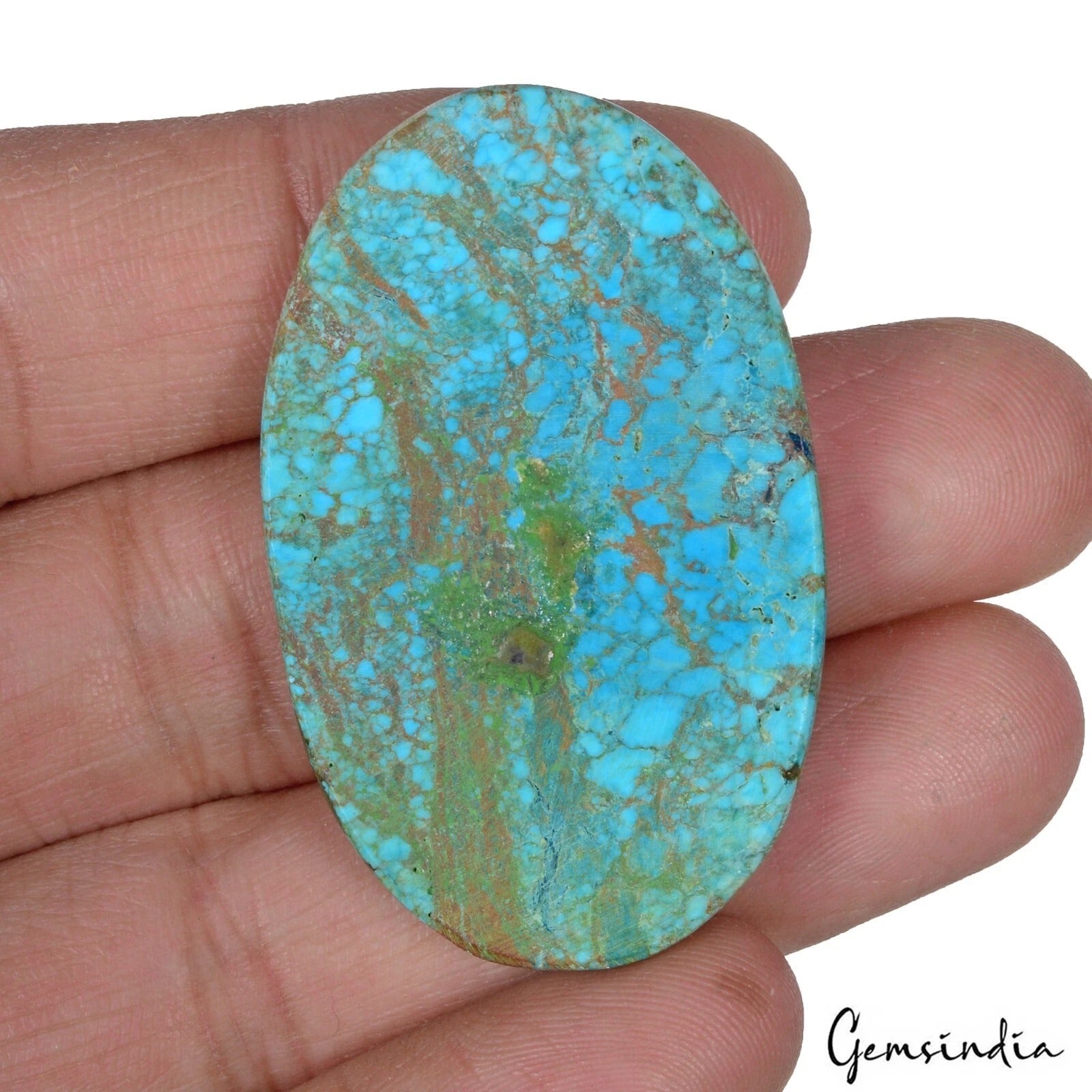 80 Cts Natural Blue Arizona Spiderweb Turquoise Oval Cab Loose Gem For Pendant