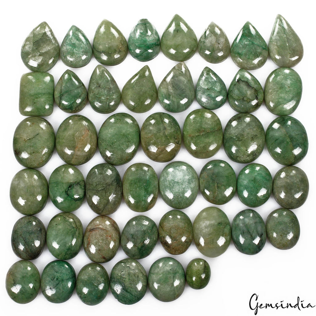 760 Ct/45 Pcs Natural Brazilian Green Emerald Mix Cab Loose Gems Lot For Jewelry