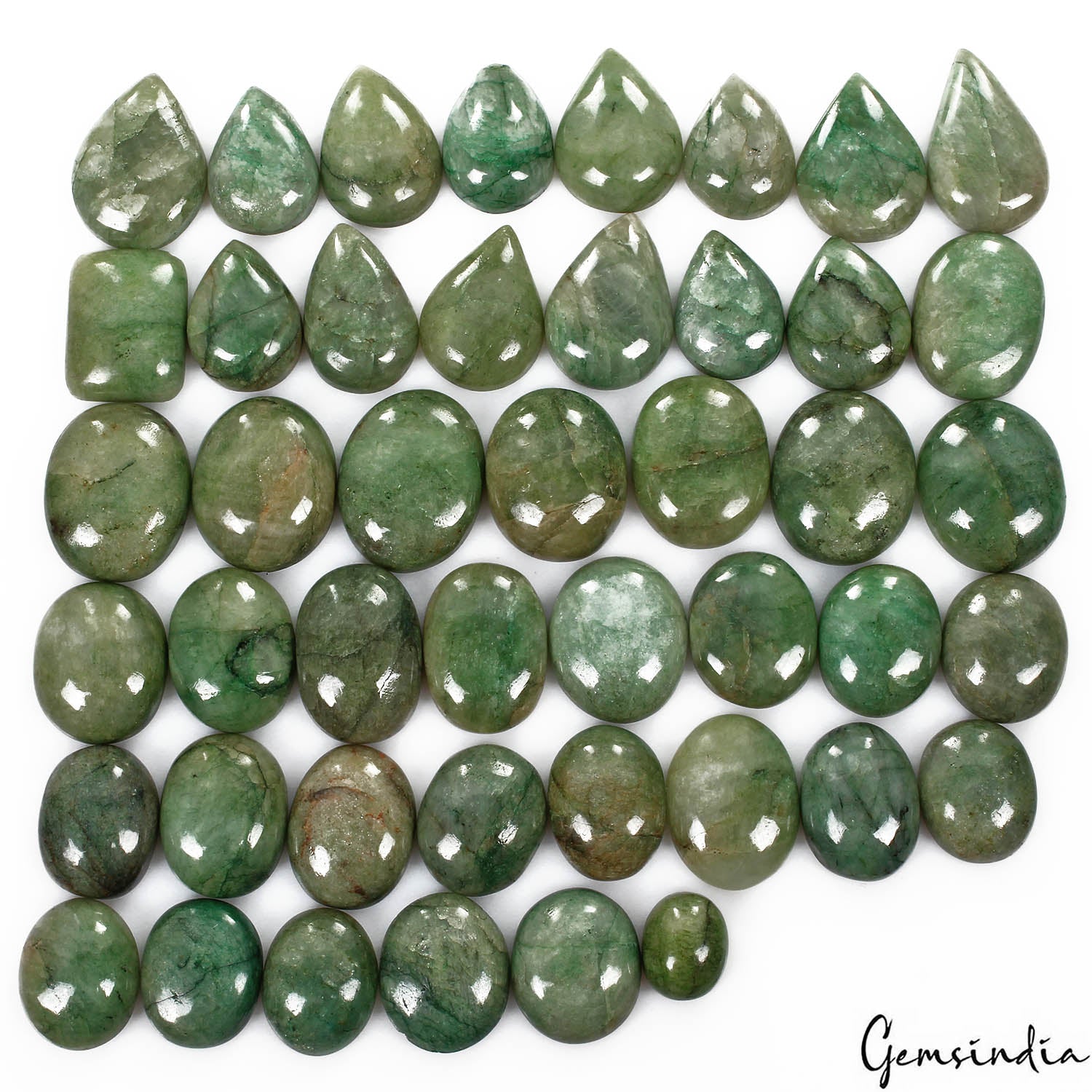 760 Ct/45 Pcs Natural Brazilian Green Emerald Mix Cab Loose Gems Lot For Jewelry
