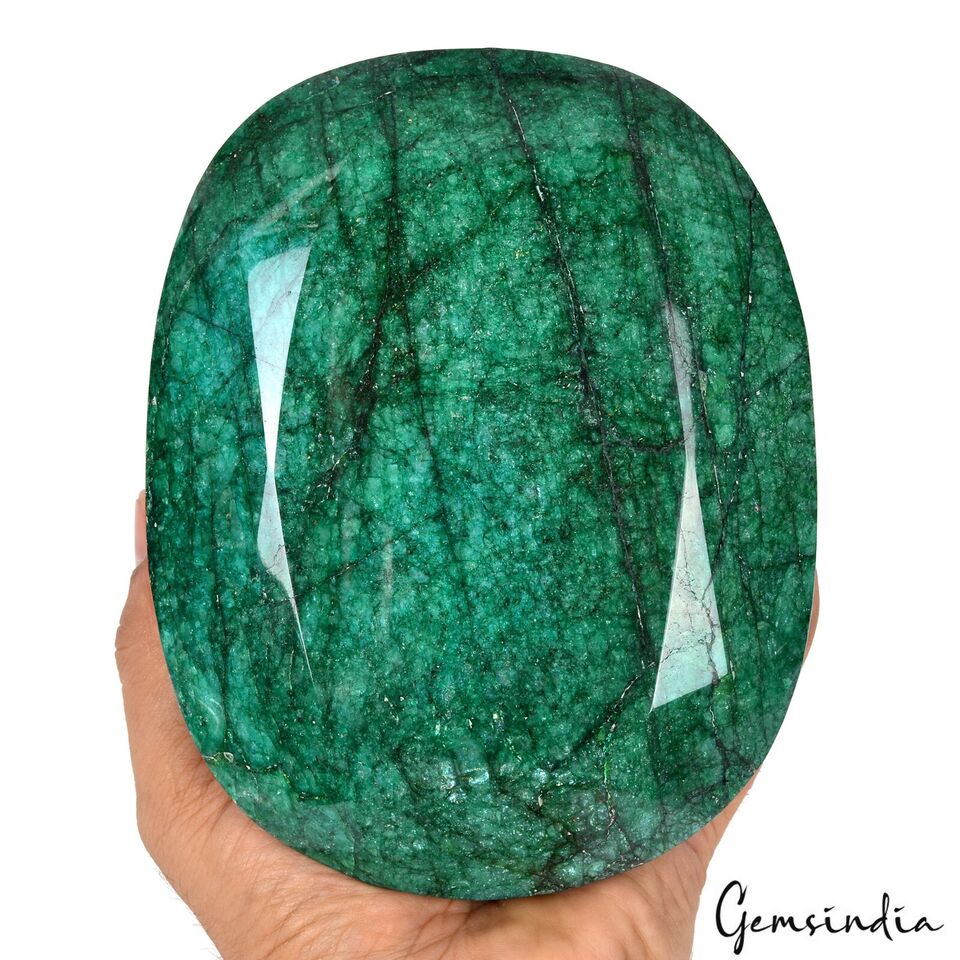 Large 3.6 Kilo Natural Green Emerald Oval Cut Collectors' Grade Brazil Gemstone
