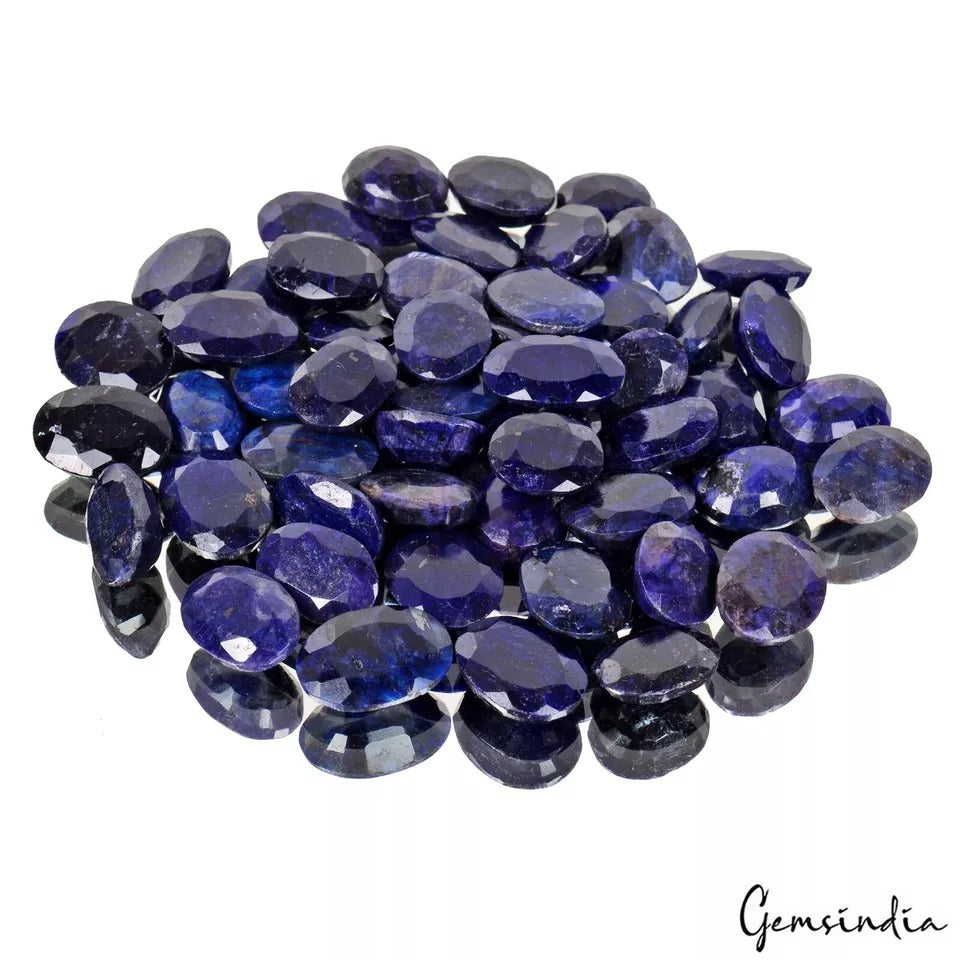 600 Cts/53 Pcs Natural Blue Sapphire Oval Faceted Cut Loose Gems Lot For Jewelry