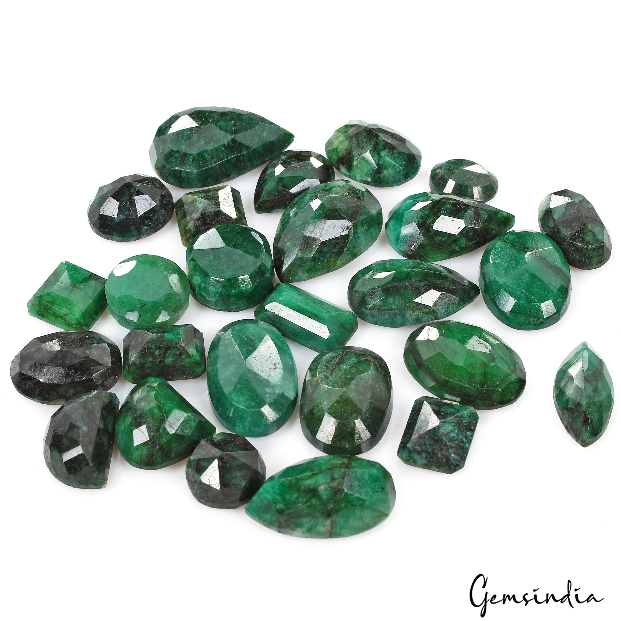 Certified 600 Cts/26 Pcs Natural Brazilian Dark Green Emerald Mix Cut Loose Gems