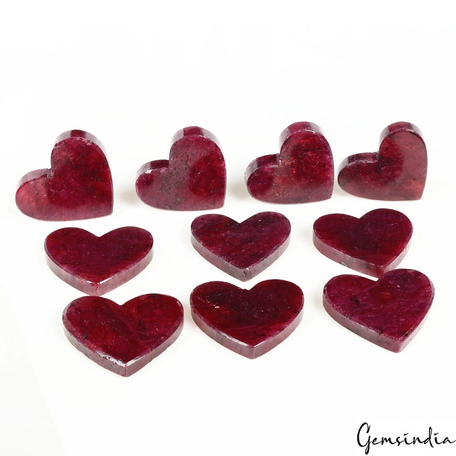 720 Cts/10 Pcs Natural Dark Red Ruby Heart Cut Loose Wholesale Gems For Jewelry