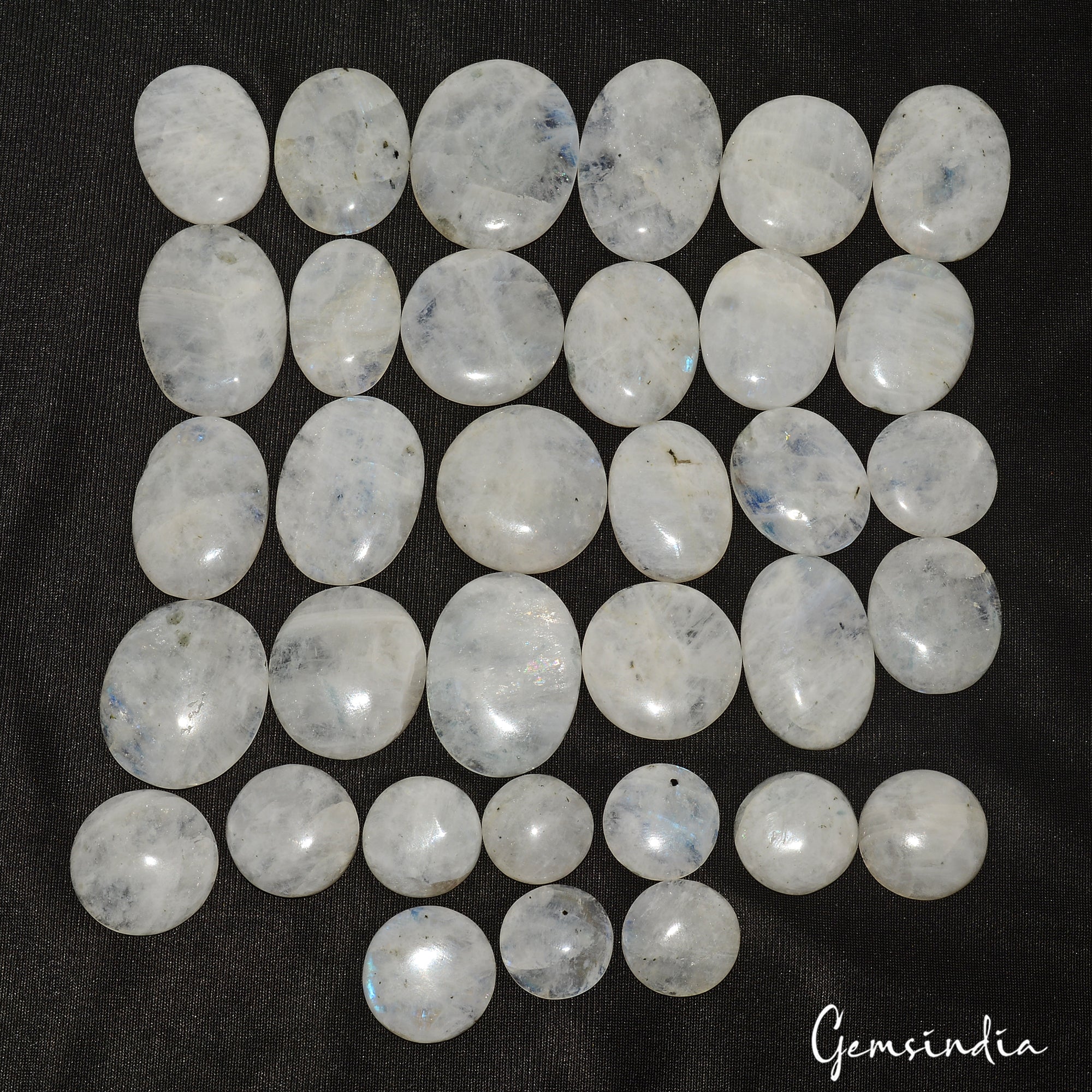 1180 Ct Natural Untreated White Moonstone Mix Cabochon Loose Gemstone Lot 34 Pcs