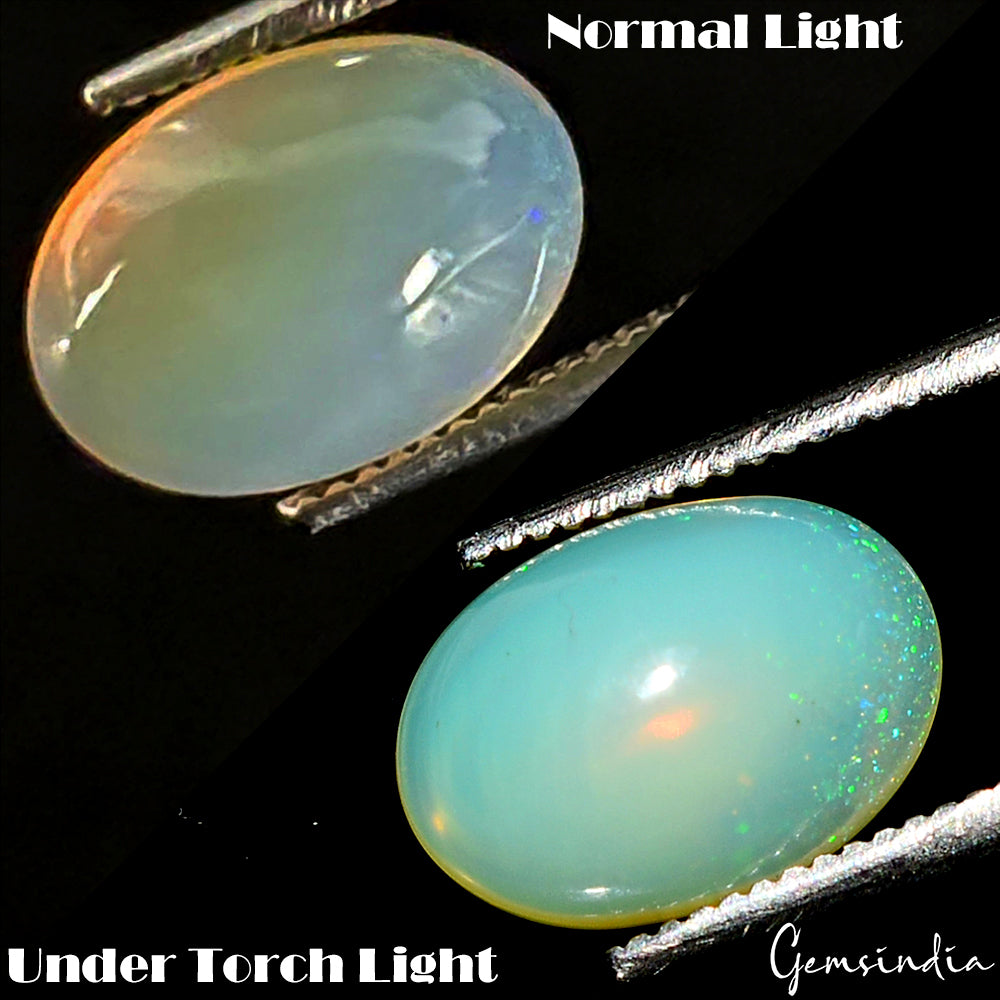 10x7mm Natural Multi Flashy Fire Ethiopian Opal Oval Cabochon 1.70 Ct Gemstone