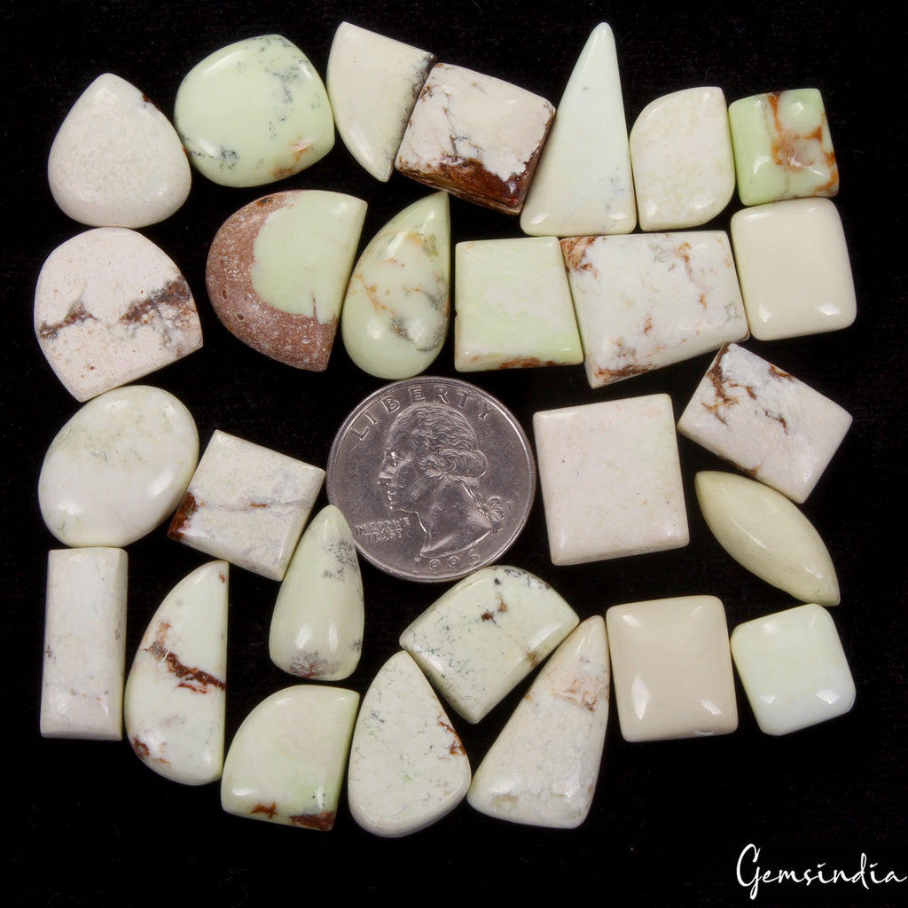 375 Ct Natural Untreated Green Apple Chrysoprase Mix Cab Loose Gemstones Lot