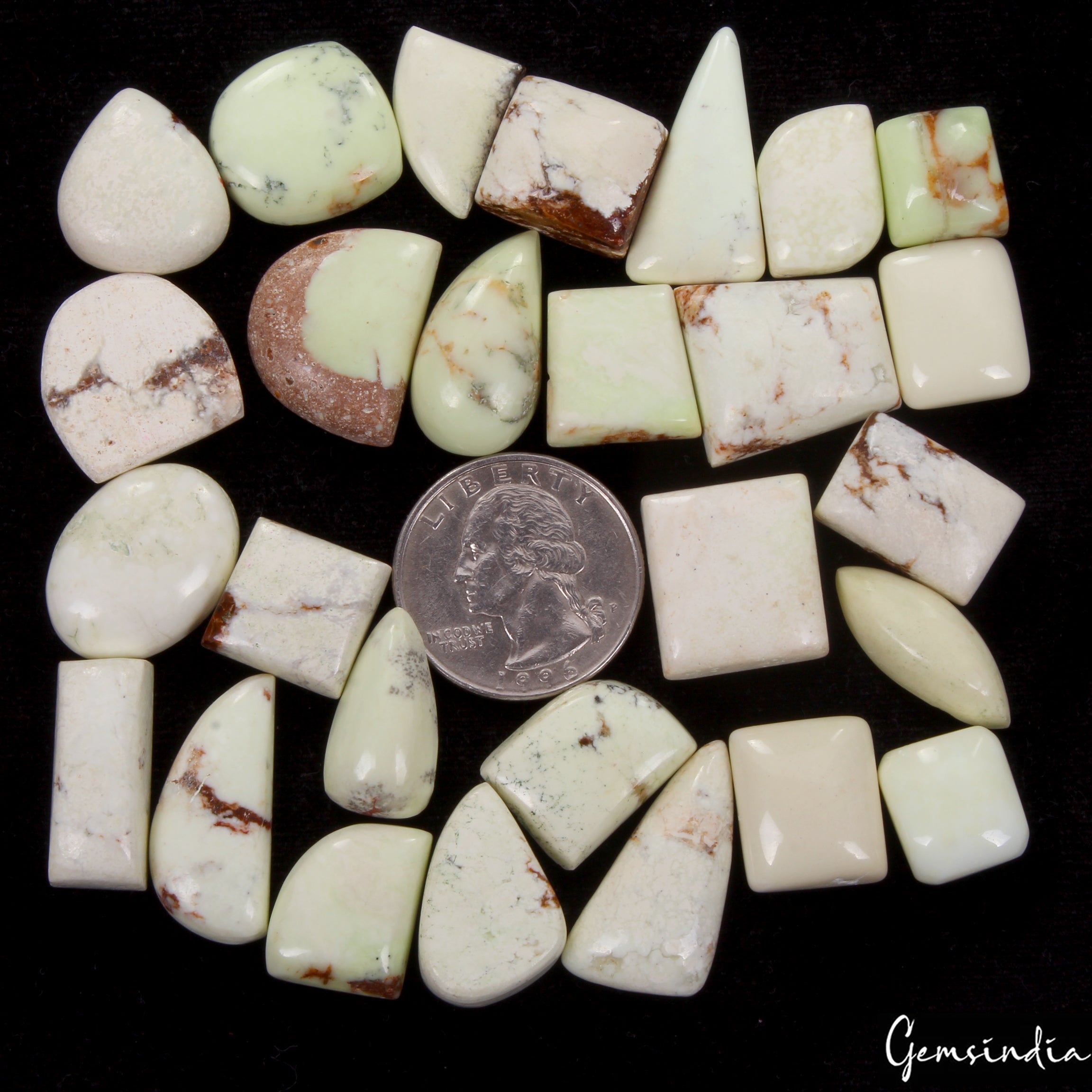375 Ct Natural Untreated Green Apple Chrysoprase Mix Cab Loose Gemstones Lot