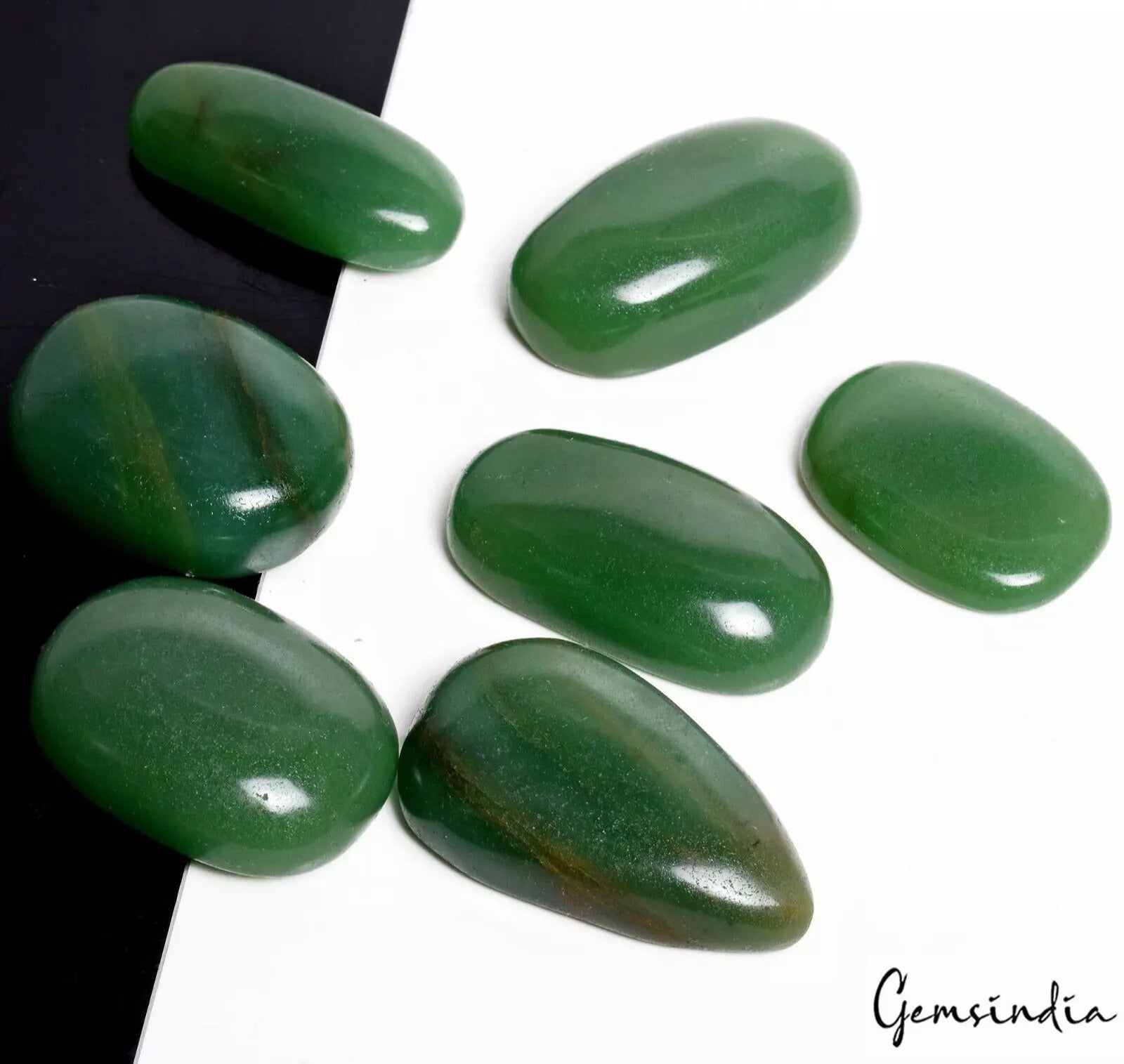1000 Ct/7 Pcs Natural Green Aventurine Smooth Polished Loose Pendant Size Gems