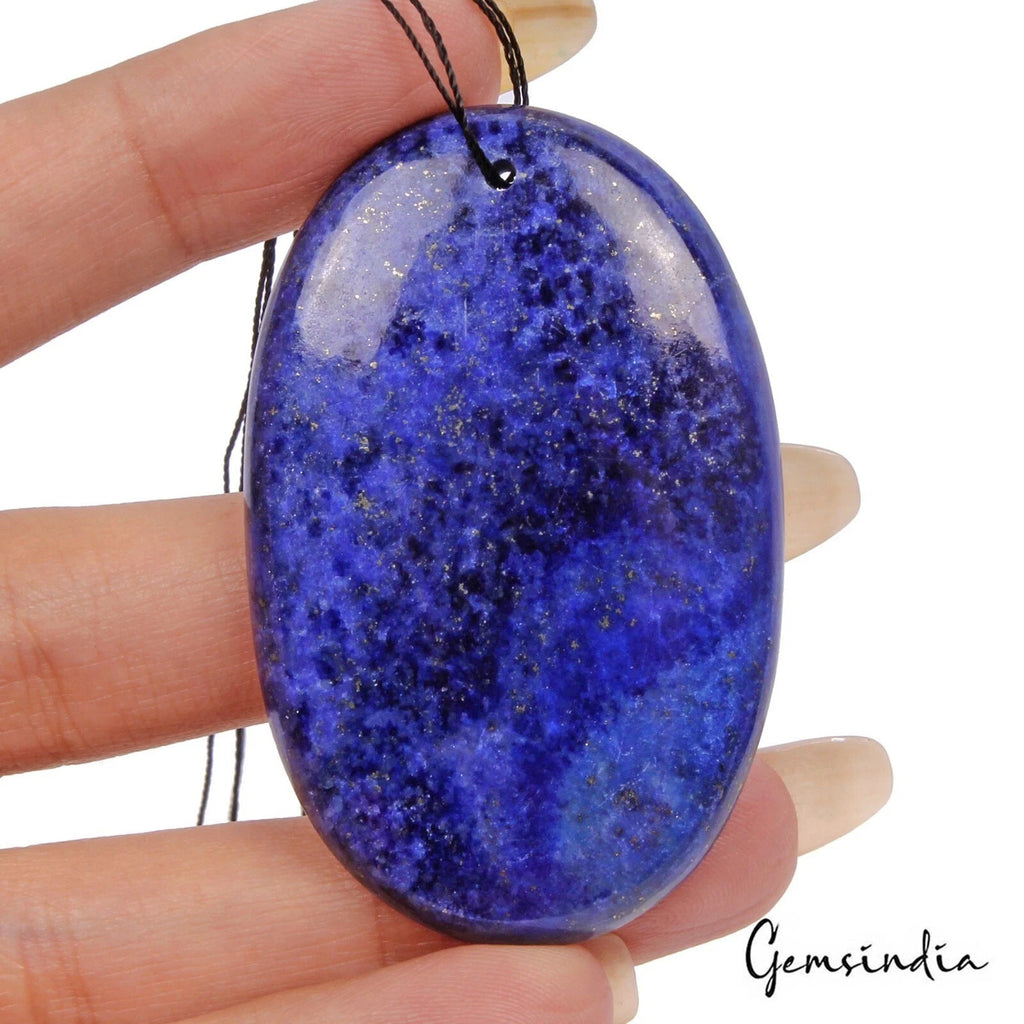 105.75 Cts Natural Blue Gold Flecks Lapis Lazuli Oval Cab Top Drilled Bead Gem