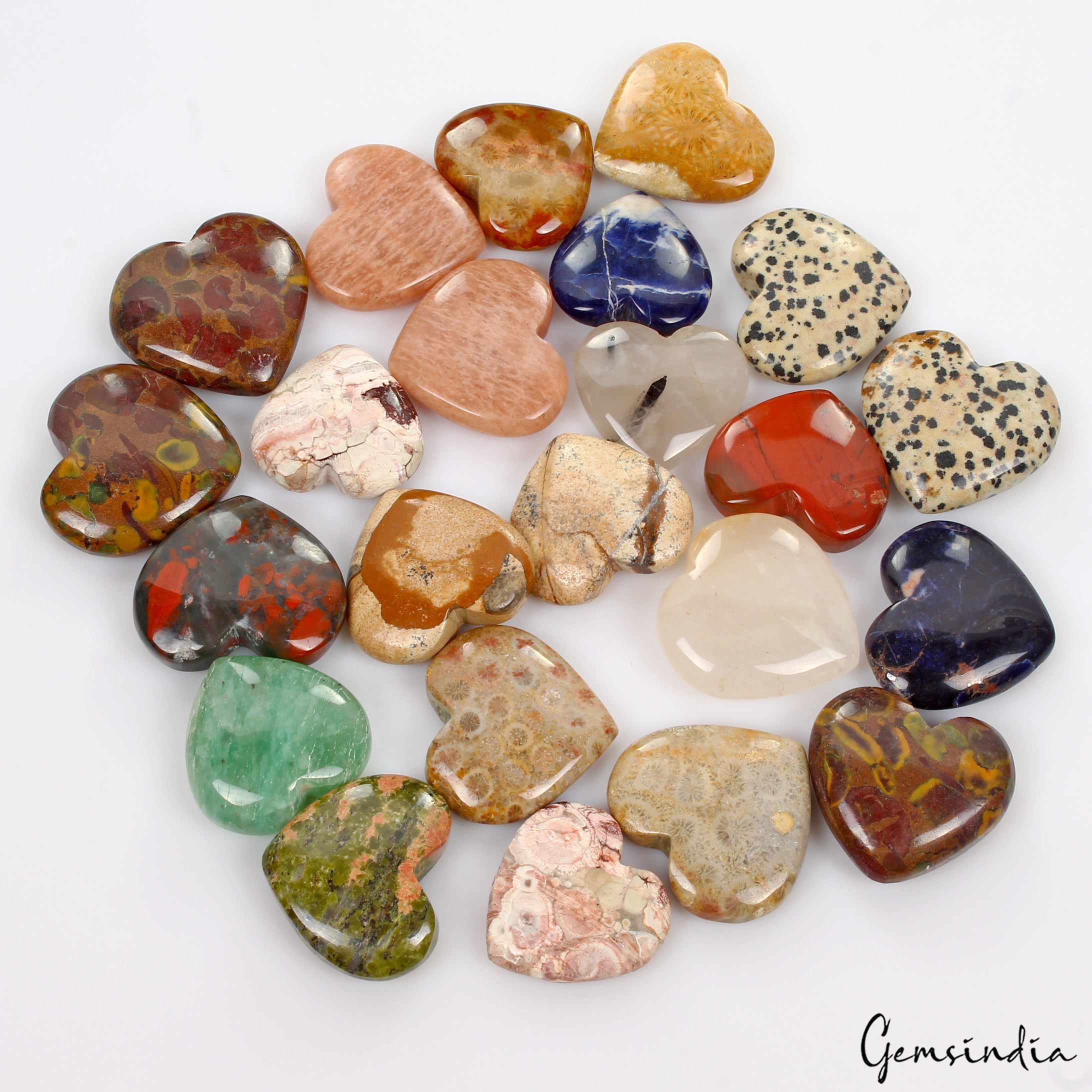 Mini Healing Crystal Heart Gemstone Heart Crystal Pendant Accessories 23 Pcs Lot