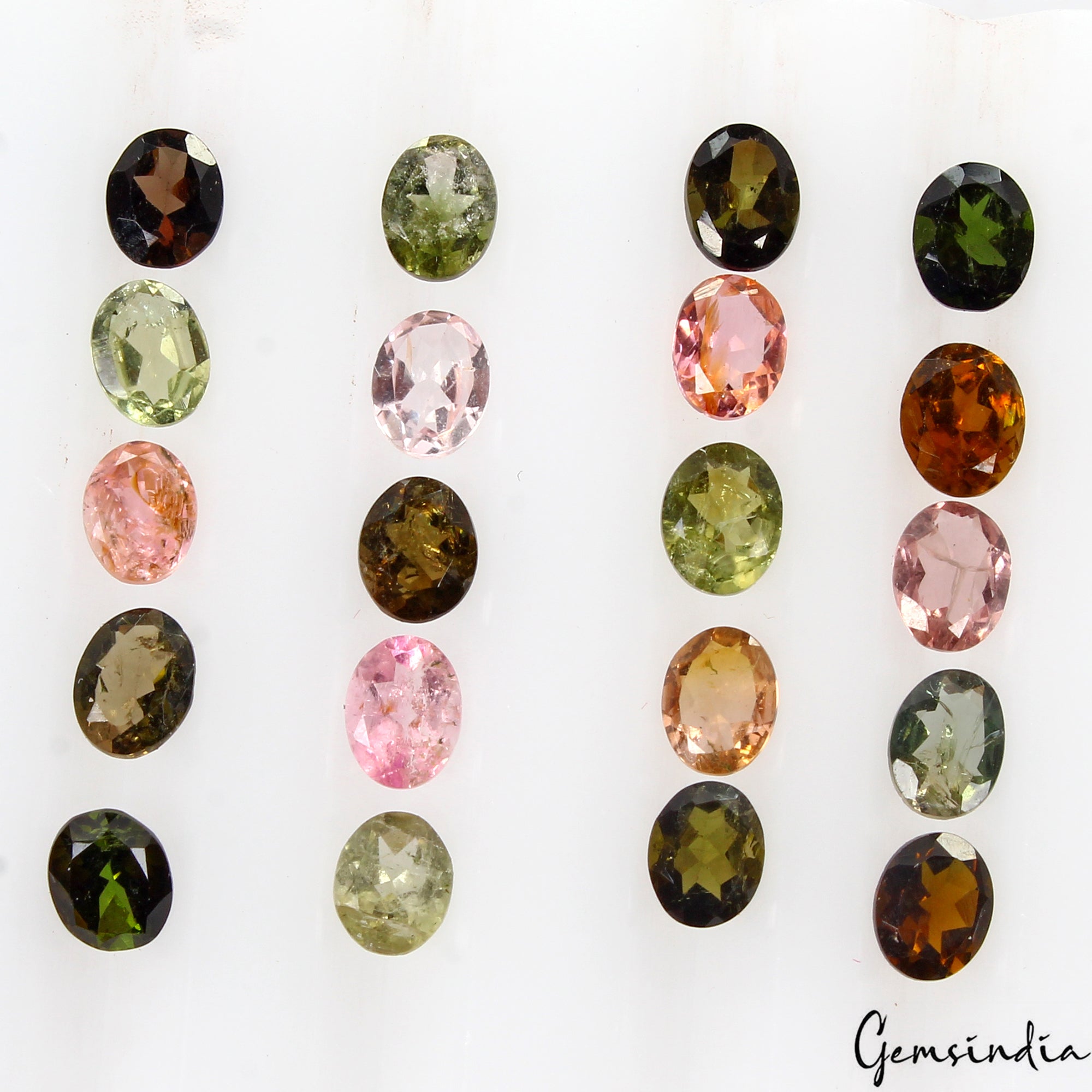 5x4mm Oval Natural Tourmaline Multi color Loose Unheated Gemstones Lot ~ 20 Pcs