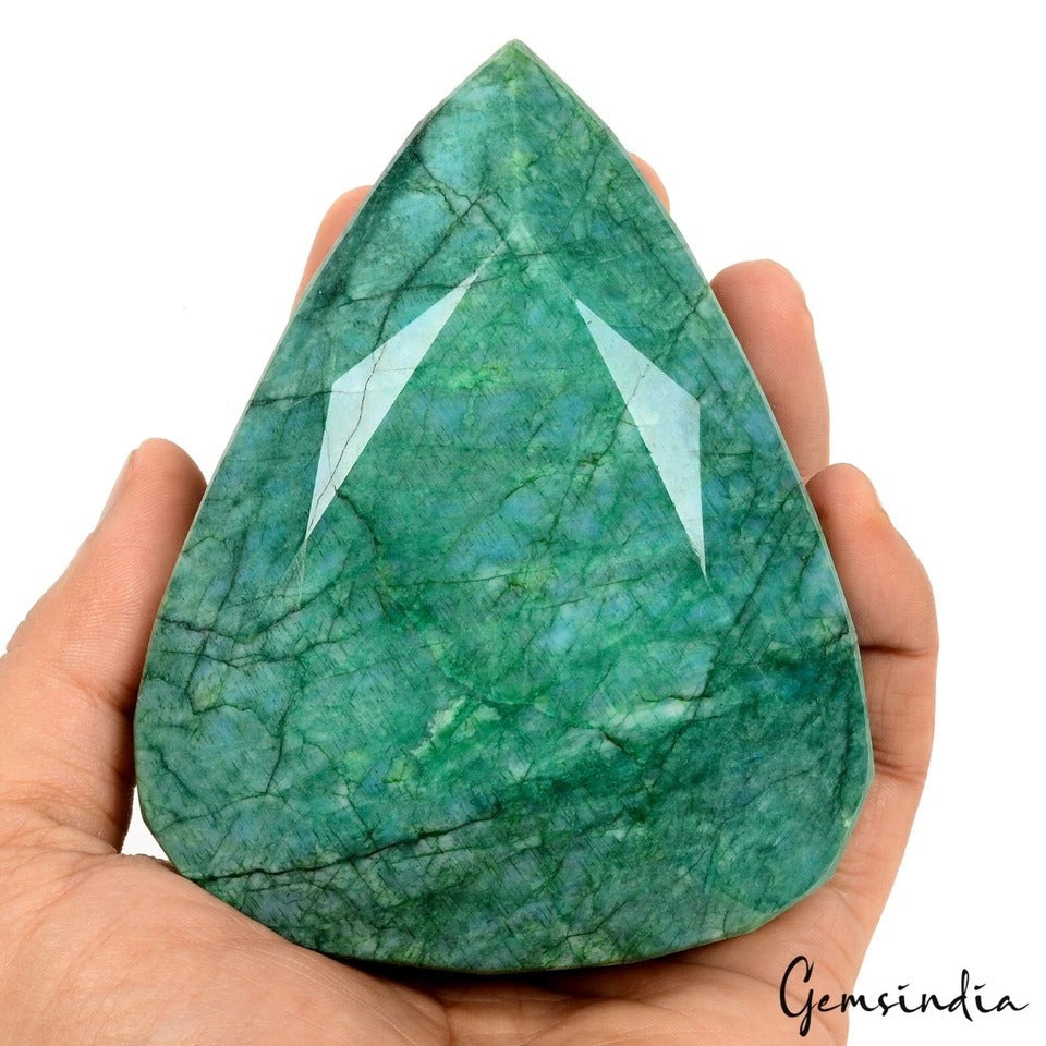 Certified 3690 Ct Natural Brazilian Green Emerald Pear Cut Huge Museum Size Gem