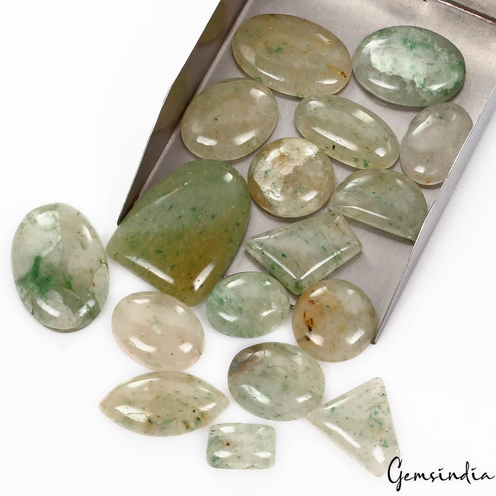 470 Cts/17 Pcs Natural Untreated Green Aventurine Mixed Cab Loose Wholesale Gems