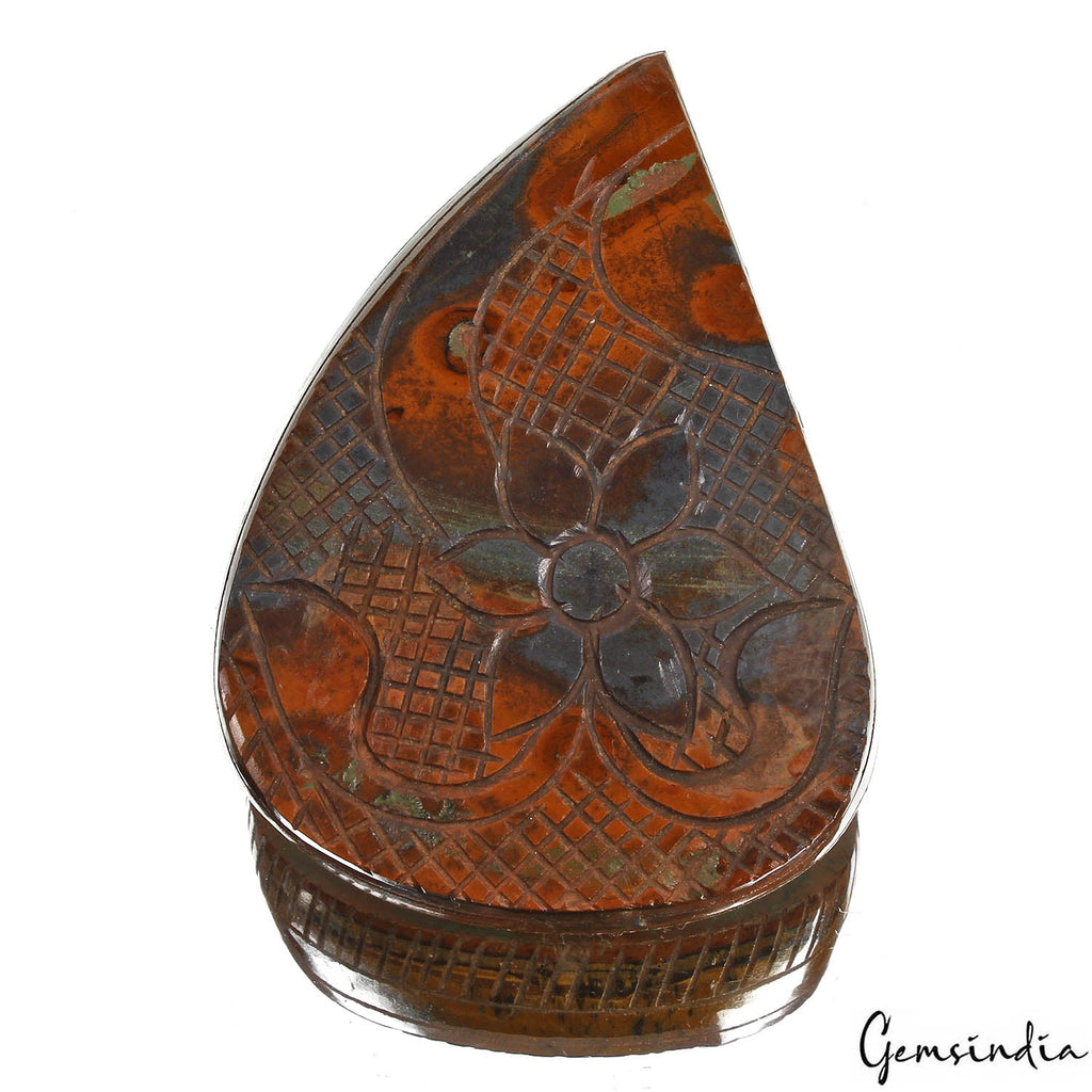 930 Cts Natural Brown Untreated Tiger Eye Pear Leaf Floral Hand Carved Huge Gem