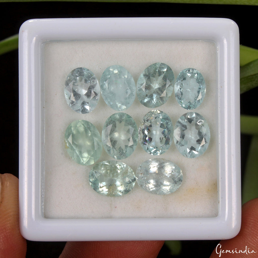 Natural Aquamarine 15.30 Ct Oval Cut 8-9mm Loose Unheated Gemstone Lot 10 Pcs