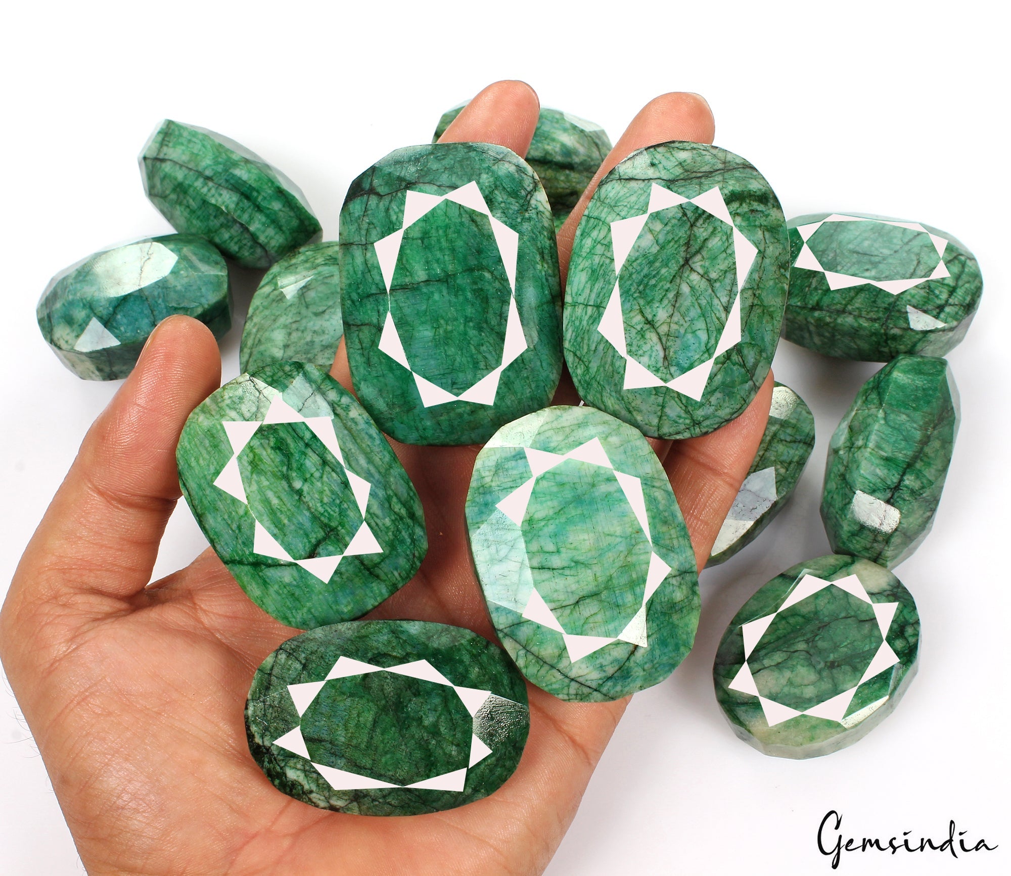 1 Kilo /14Pcs Natural Brazilian Green Emerald Oval Cut Loose Gems Wholesale Lot
