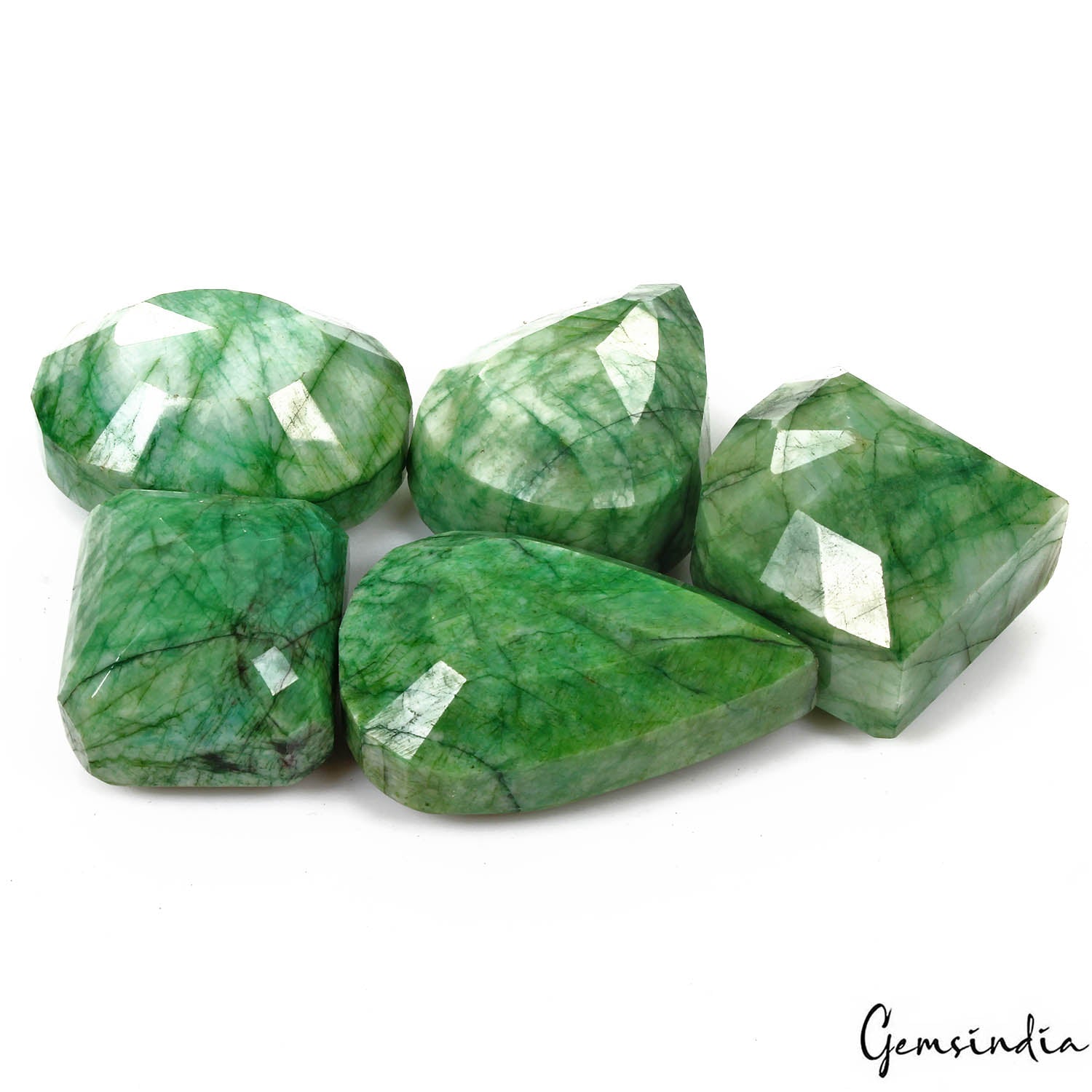 Emerald Lot, Loose Gemstone, Color Enhanced, Green — 5 Pieces, 43mm to 66mm, 2670 Ct, Brazil