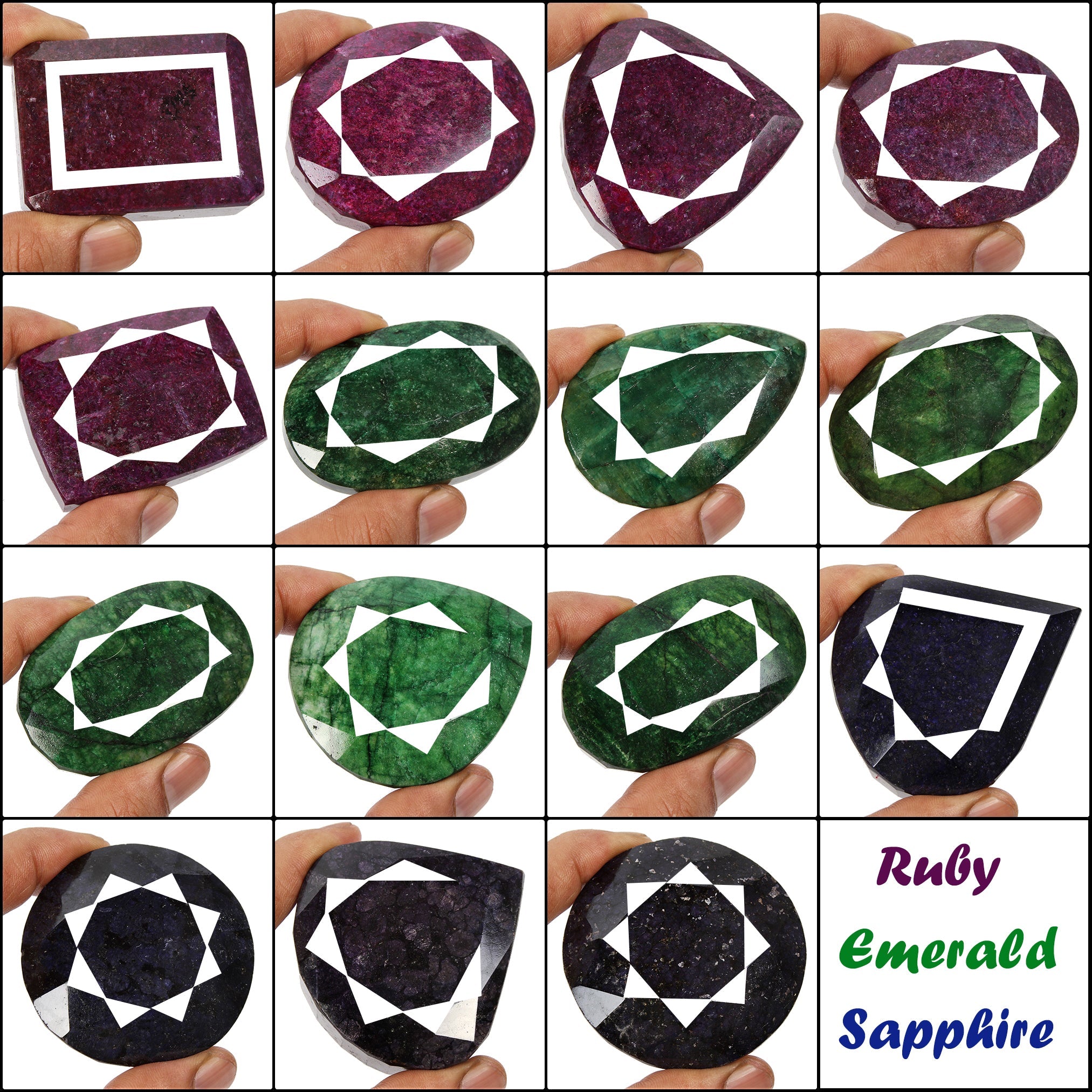 2.5Kilo/15 Pcs Natural Ruby Emerald Sapphire Mix Cut Museum Size Loose Gemstones