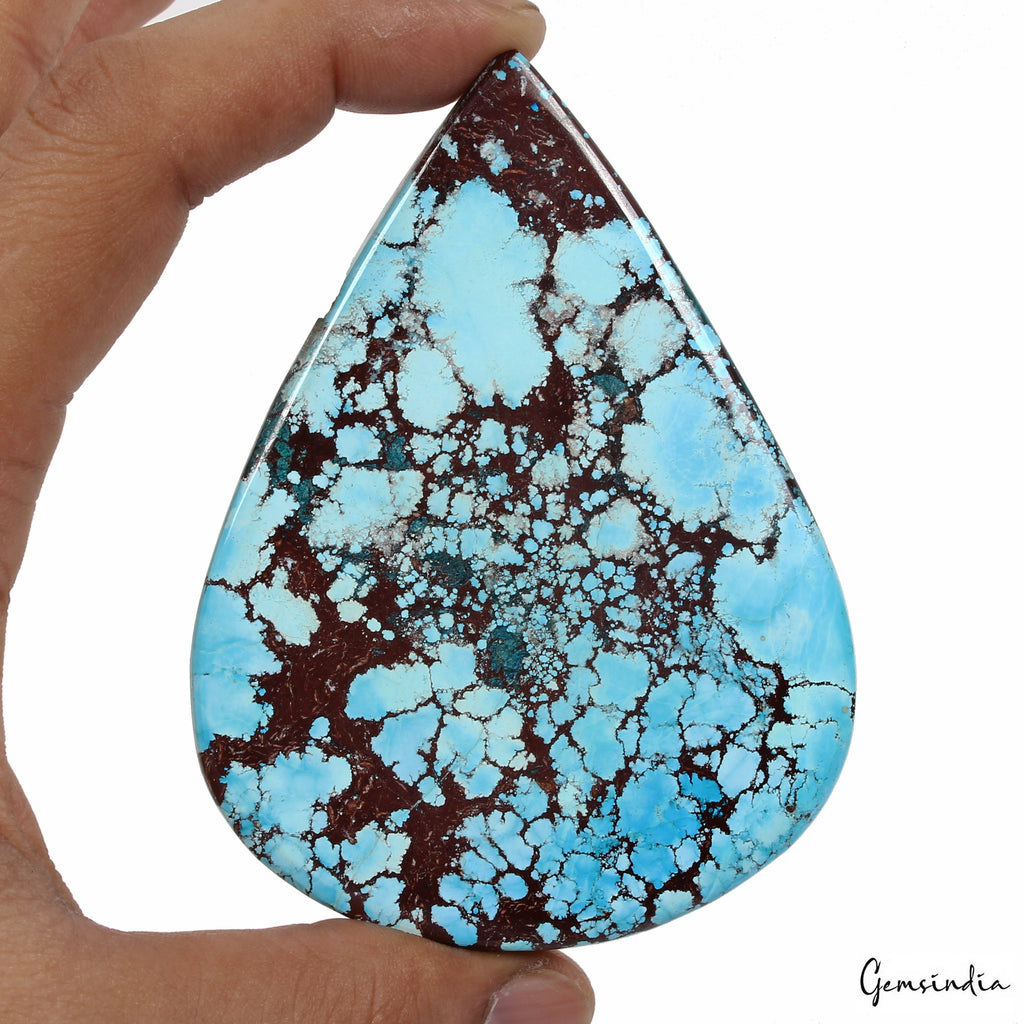 430 Ct Spiderweb Design Turquoise Blue Pear Shape Loose Huge Size Gemstone ~95mm