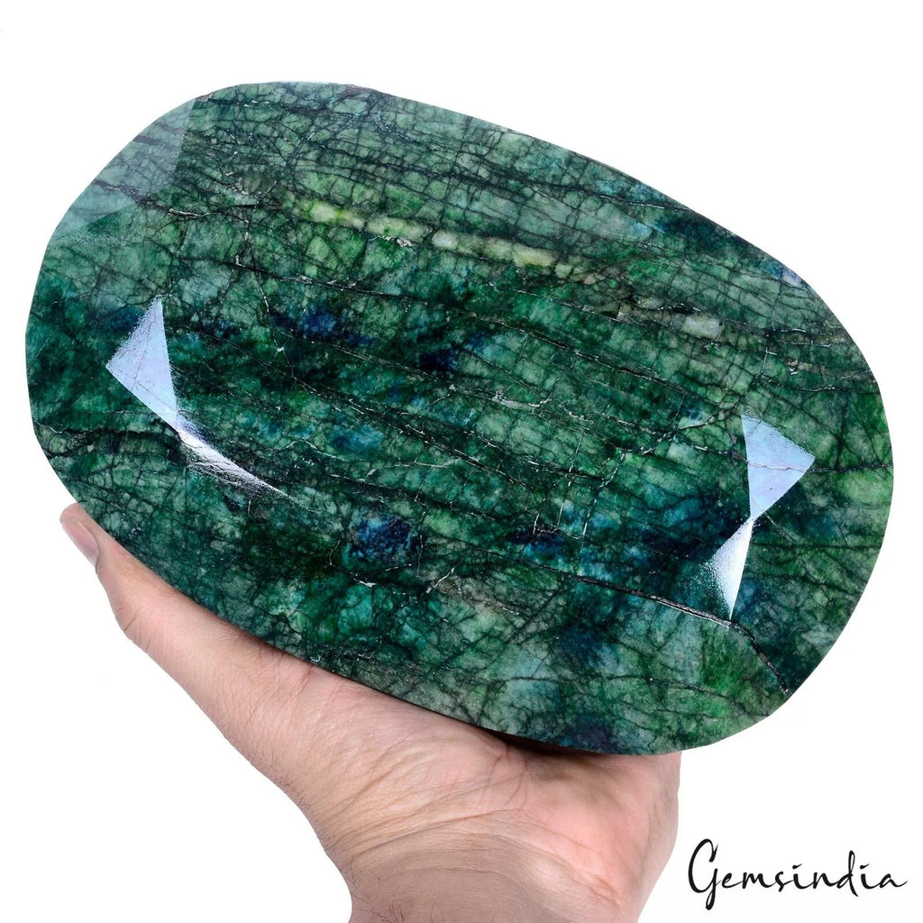 Huge 4.5 Kg Natural Green Emerald Earth Mined Huge Oval Cut Gemstone 8*5.5*4inch