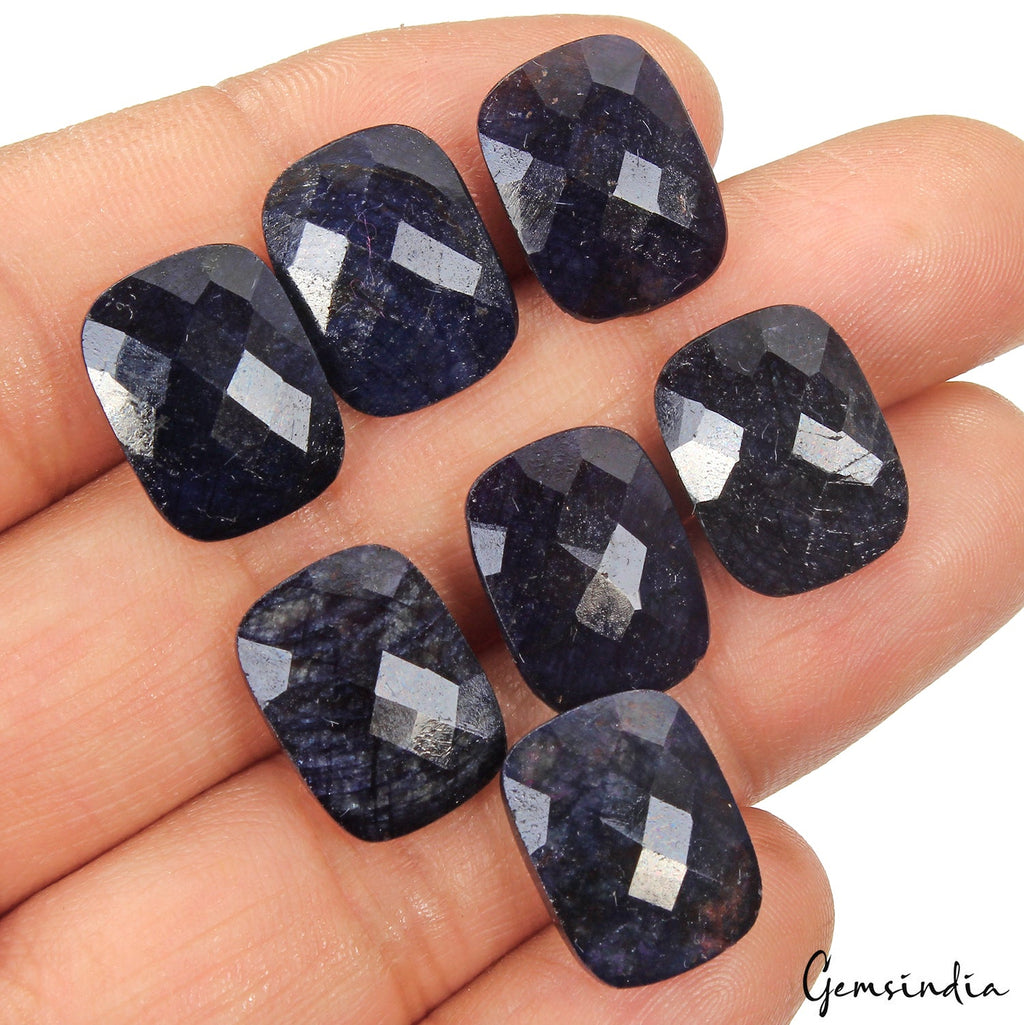 16x12mm Natural Blue Sapphire Cushion Checker Cut Loose Gemstones~82.20 Ct/7 Pcs
