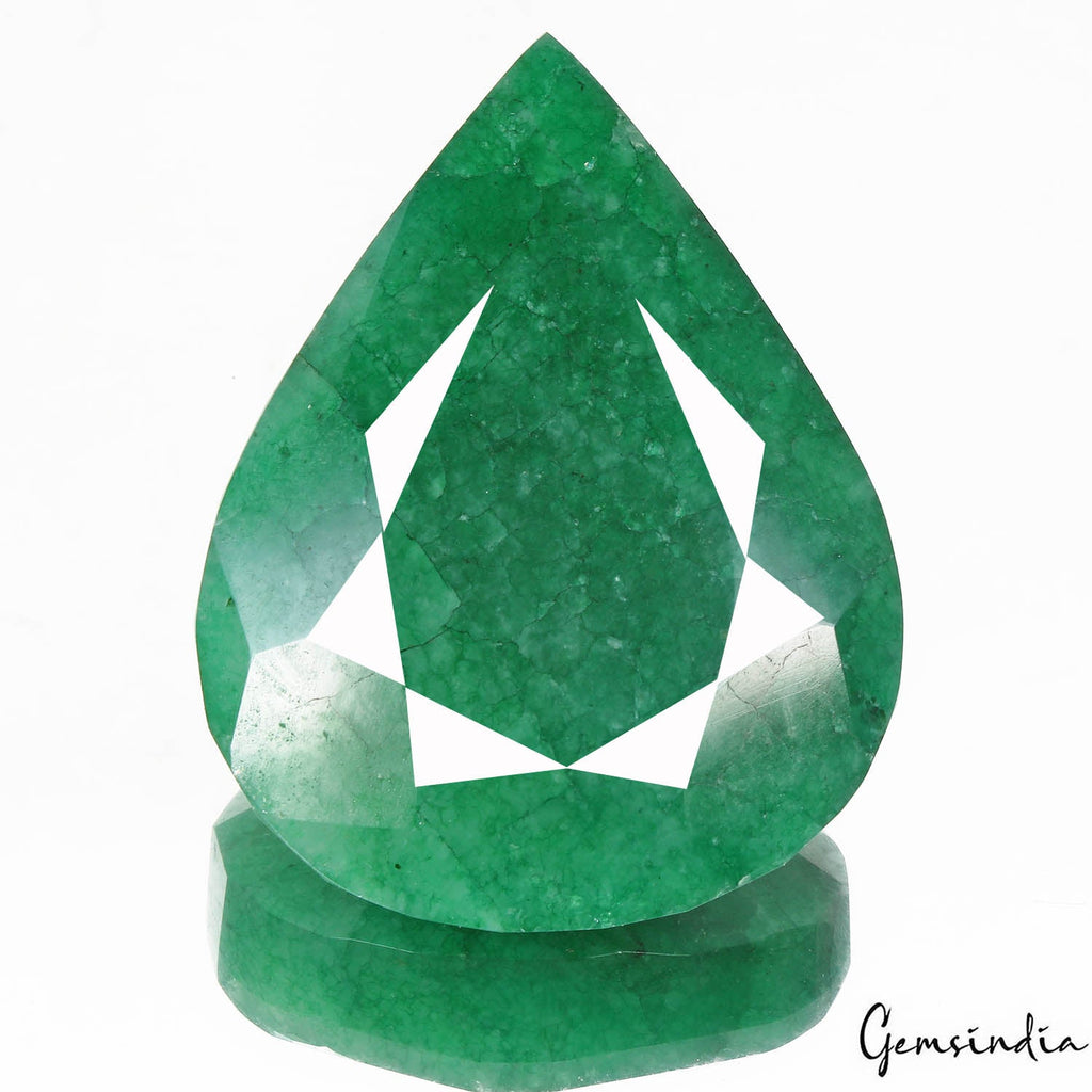 1070 Cts Natural Dark Green Quartz Pear Faceted Earth Mined Huge Size Loose Gem