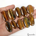 Natural Brown Yellow Tiger Eye Oval Cabochon Loose Gemstone Lot 10 Pcs / 560 Cts