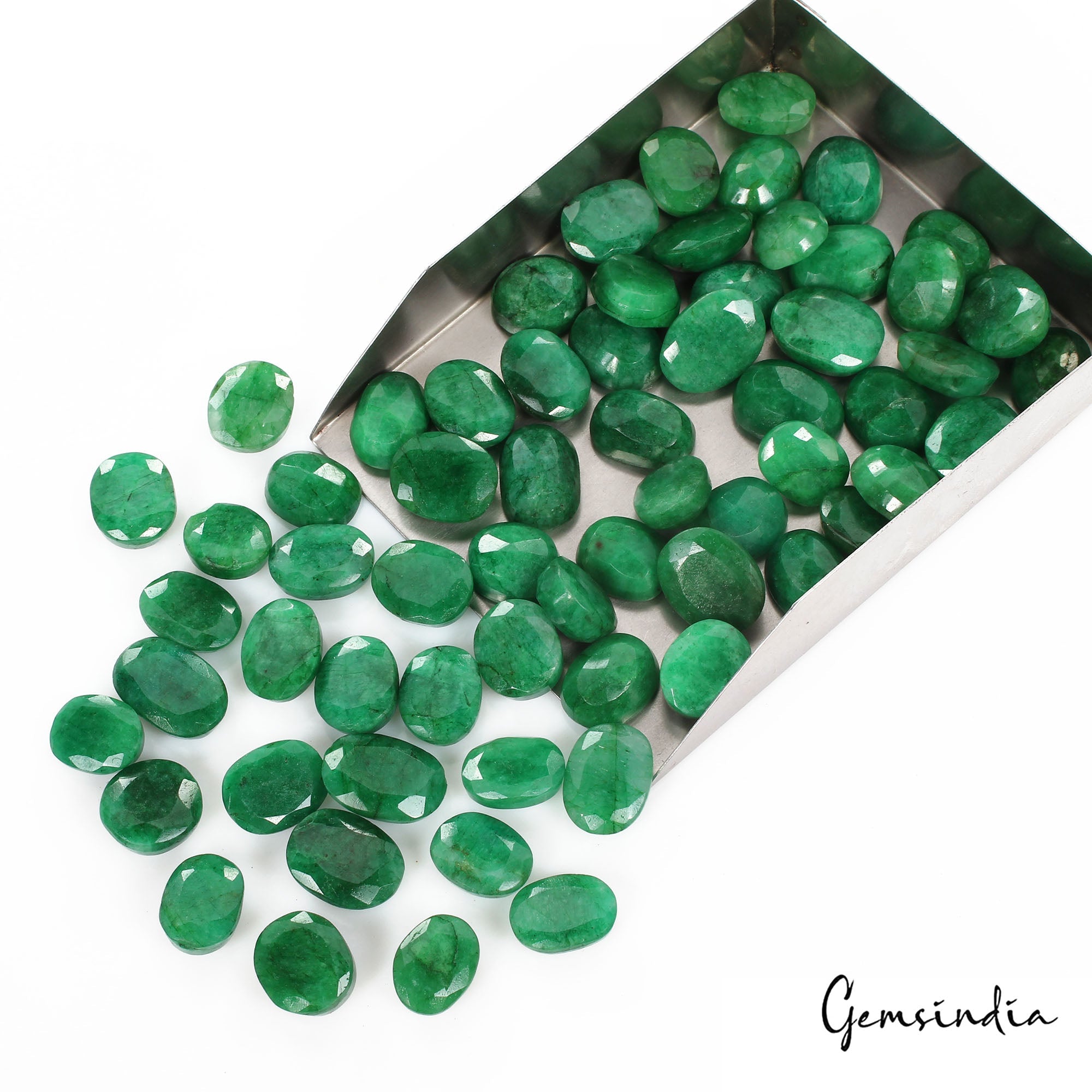 1000 Ct/64 Pcs Natural Brazilian Dark Green Emerald Oval Cut Gem Lot For Jewelry