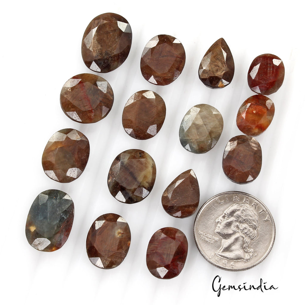 200.00 Ct Natural Untreated Brown Sapphire Mix Faceted Ring Size Loose Gems Lot