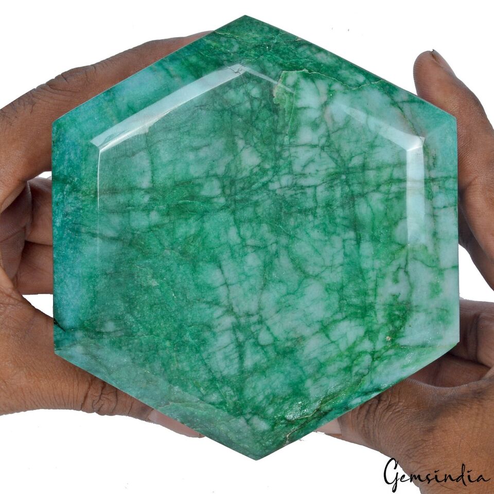 1.8 Kilo Natural Green Emerald Hexagon Cut Brazilian Huge Earth mined Gemstone
